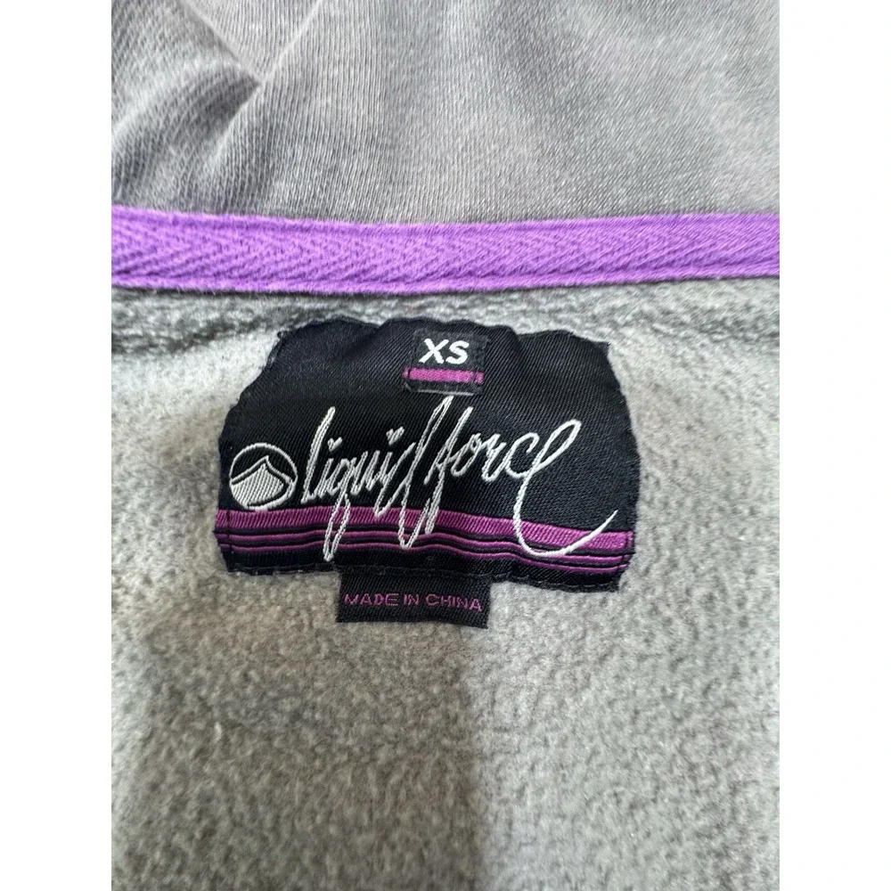 Liquid‎ Force Women's XS Sweatshirt Full Zip Y2k Skateboard Top Surf Gray Purple